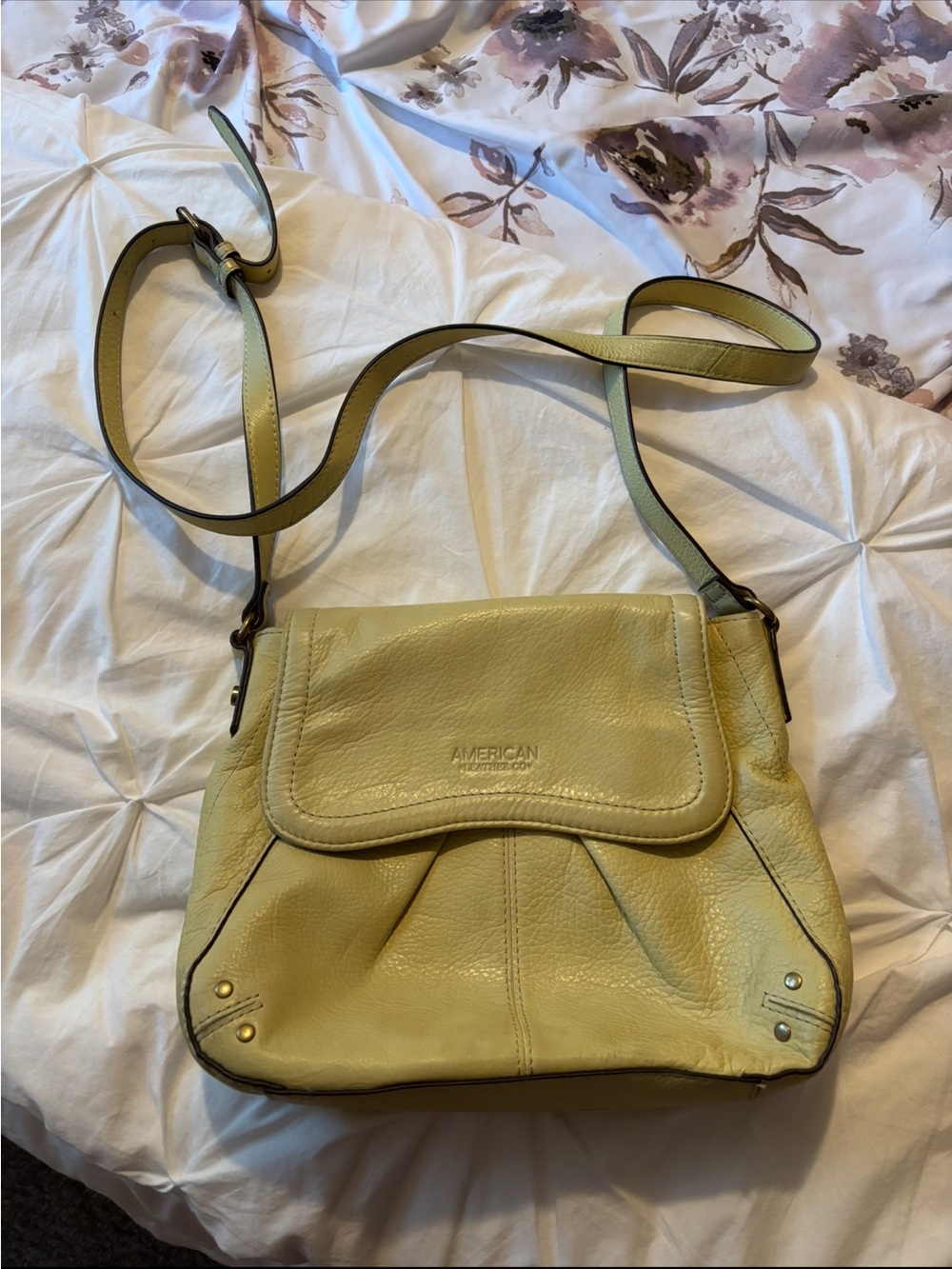 Lemon Yellow Leather Crossbody Bag